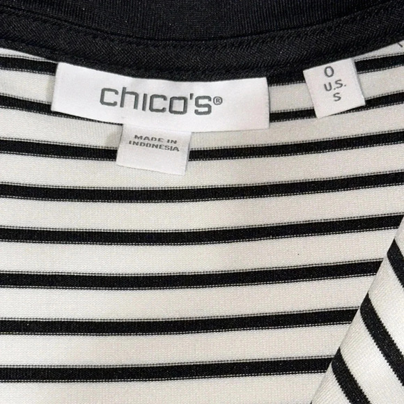 NWT CHICO’S SMALL/SIZE O UPF LONG SLEEVE BLACK TOP STRIPE SHIRT BLOUSE - Picture 6 of 10